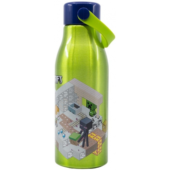 Termos, Stor, din aluminiu, design Minecraft, 760 ml