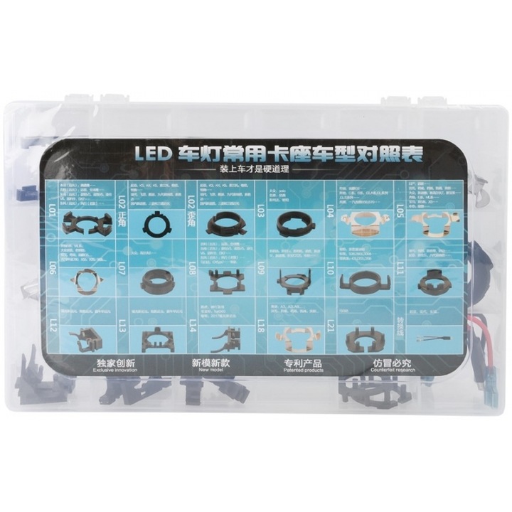 Kit cu adaptoare pentru lampi LED 36, M-Tech, plastic