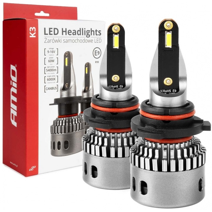Becuri auto LED Amio HB4 9006 60W 5400lm 6000K set 2 buc