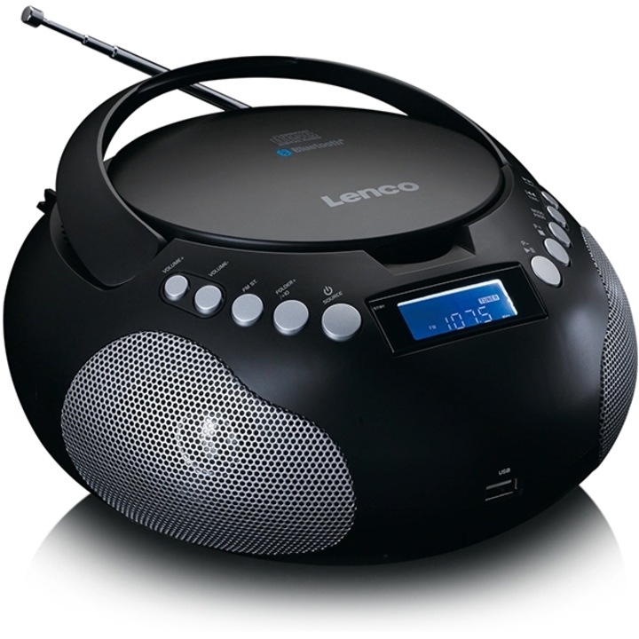 Radio cu ceas LENCO SCD-331BK, CD/USB/MP3/Aux/Bluetooth, LCD