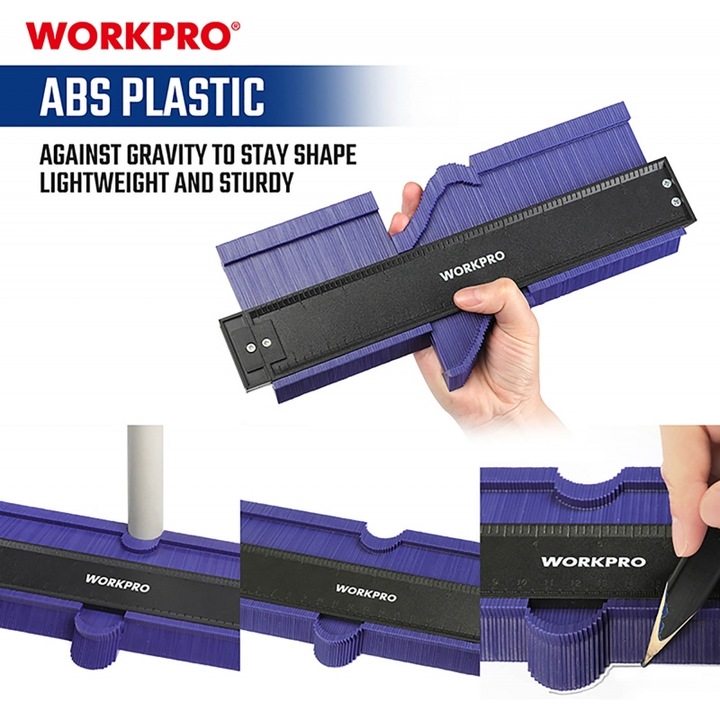 Metru perimetral plastic 250mm, WORKPRO, set profesional