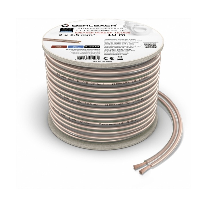 Cablu difuzor Oehlbach, SP-15 2x1,5mm 10m