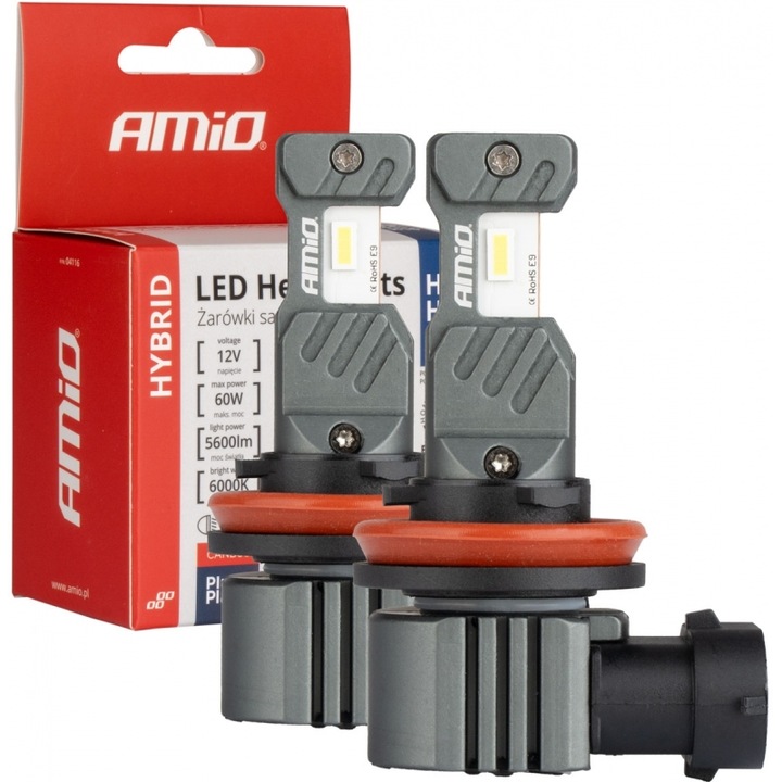 Becuri LED Amio H8/E9/E11/E16 12V 60W 6000K 5600lm set