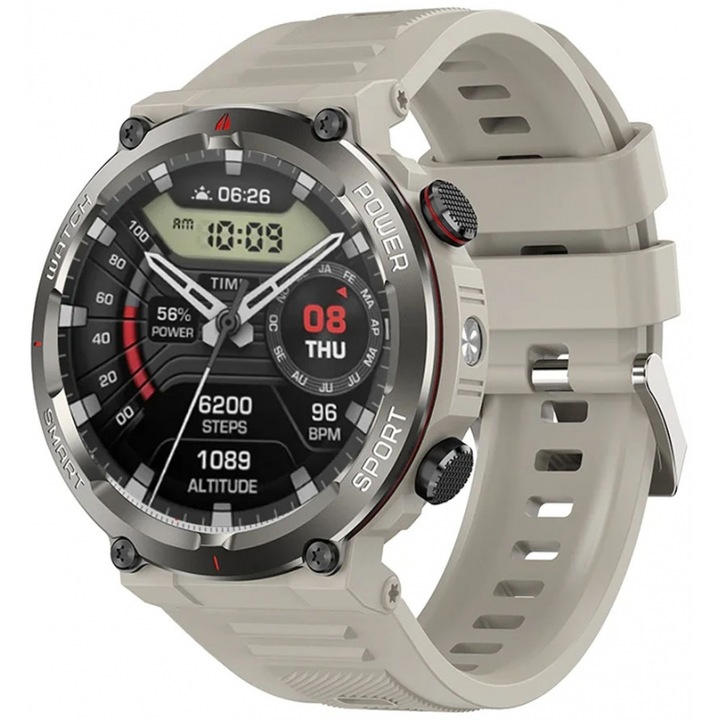 Ceas inteligent BLACKVIEW W50PRO-KH, multifunctional, cu lanterna, culoare kaki