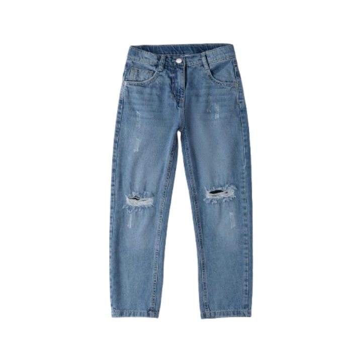 Sarabanda lány farmernadrág 100% pamutból, szakadt modellel és egyenes szabással Világoskék