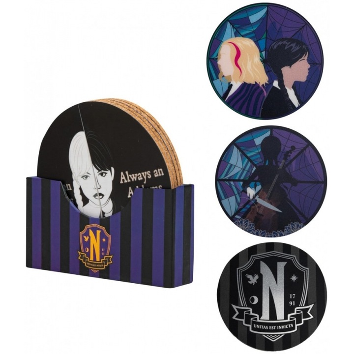 Set suporturi bauturi Cinereplicas, 4 bucati, Wednesday