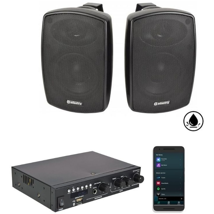 Set boxe Adastra 2*BH4+A200 cu 2 Adiabrocha Echeia 4'' si Enischyte Bluetooth