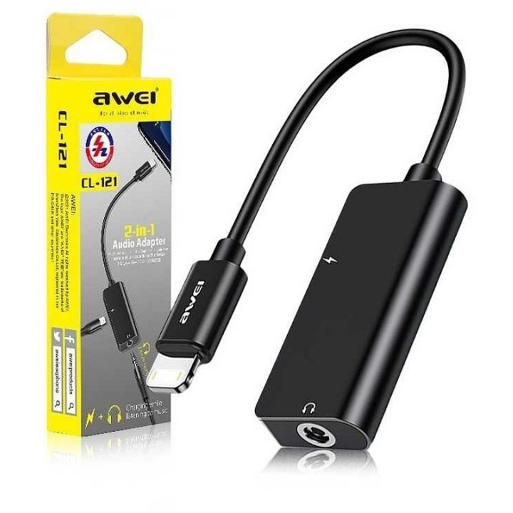 Adaptoare telefoane mobile Awei CL-121, Lightning male la Jack 3.5mm/Lightning female