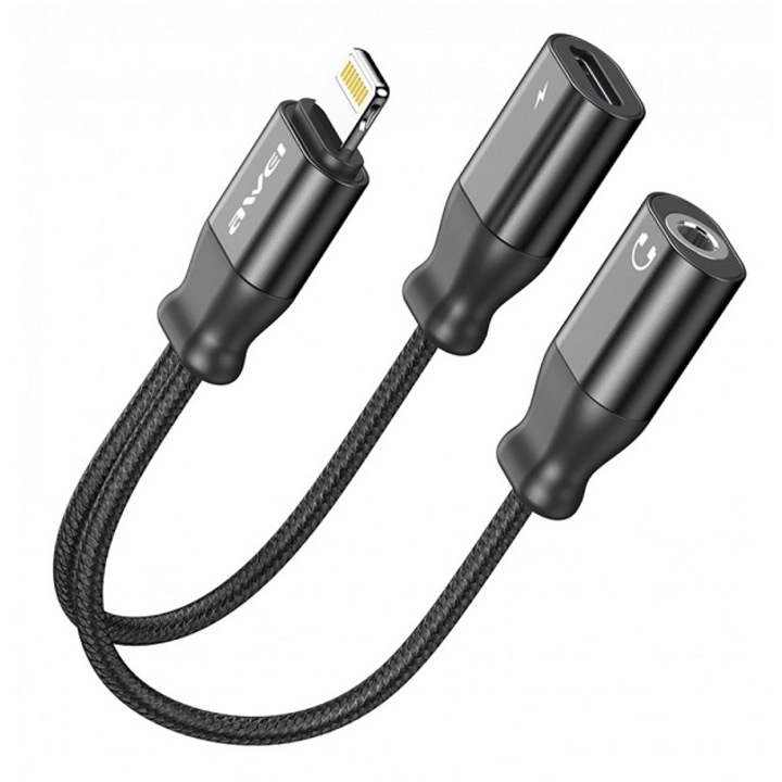 Adaptoare telefoane mobile, Awei, CL-73, Lightning male se Jack 3.5mm/Lightning female