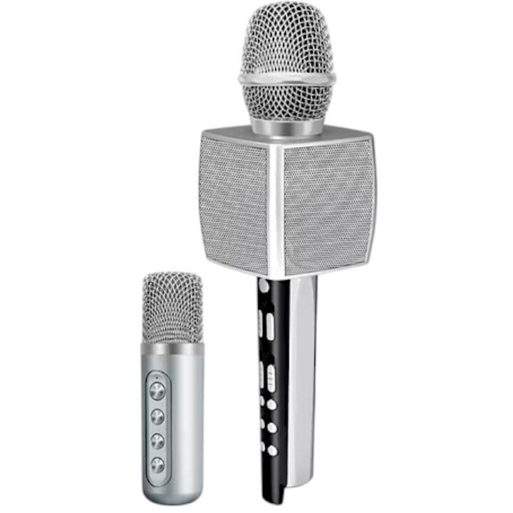 Set microfoane Karaoke Tradesor YS-98, argintiu, include mini microfon