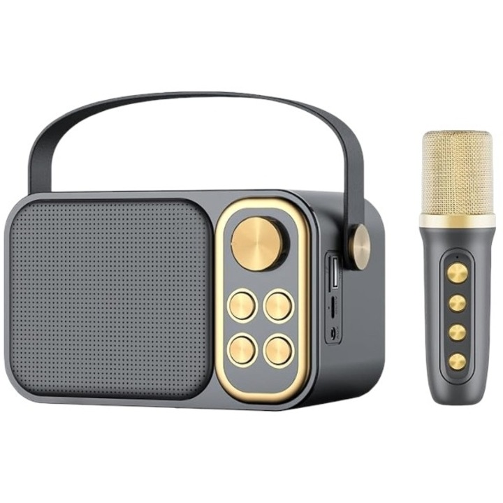 Boxa portabila Tradesor YS-103, Bluetooth, microfon karaoke, neagra