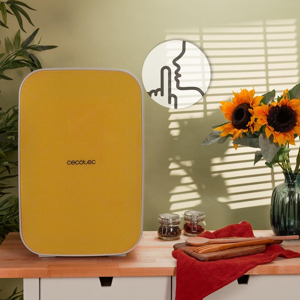 Mini frigider portabil Cecotec, Bolero MiniCooling, colectie Bahamas, 25 litri, termostat reglabil 7-65 °C, Motor Inverter, Functie Heating, mentinere la cald, zgomot redus, maner ergonomic, indicator LED, galben
