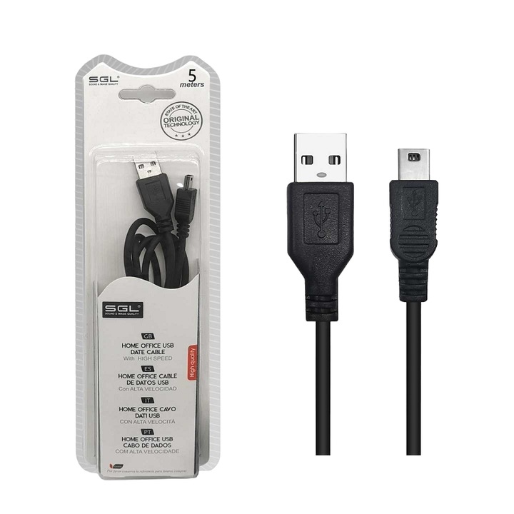 Cablu de date SGL USB-A tata/USB mini tata, 5m