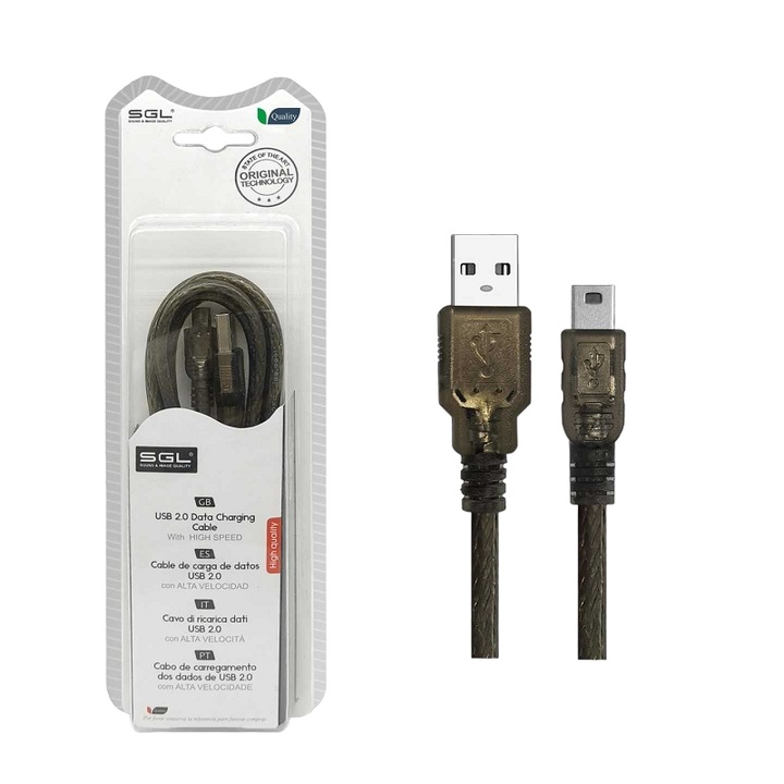 Cablu de date SGL 3S01, USB-A tata/USB Mini tata, 5m