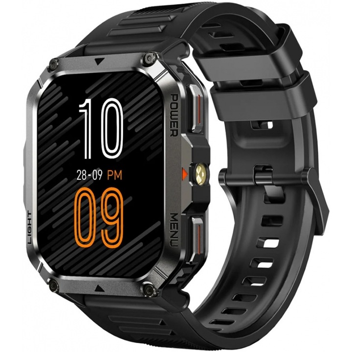 Smartwatch Blackview, multifuncțional, lanterna, busolă, negru