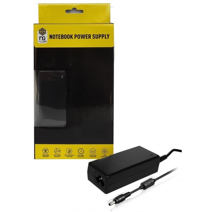 Incarcator laptop, NG, 19V, 4.74A, 4.8x1.7x12 cm, negru