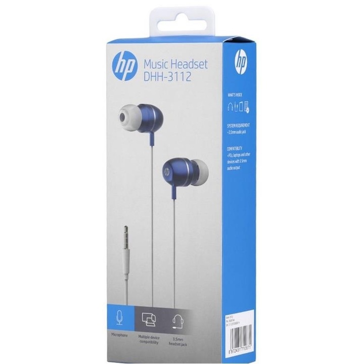Casti cu fir HP Hewlett Packard DHH-3112 alb/albastru