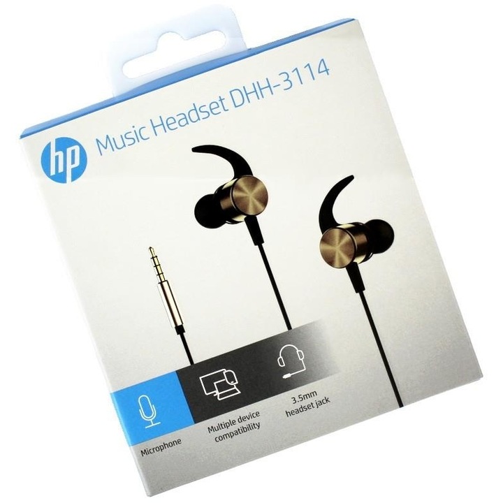 Casti audio pentru telefone, Ancus, Stereo 3.5 mm pentru Apple/Samsung/HTC/Sony, Albastru