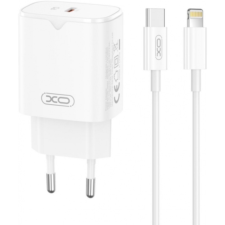 Incarcator telefon XO L131 PD30W, Type-C la Lightning, alb