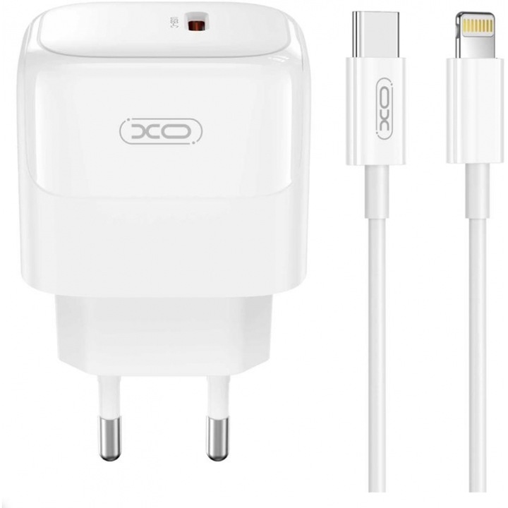 Incarcator telefon XO L136 PHORTISTES PD20W, Type-C la Lightning, alb