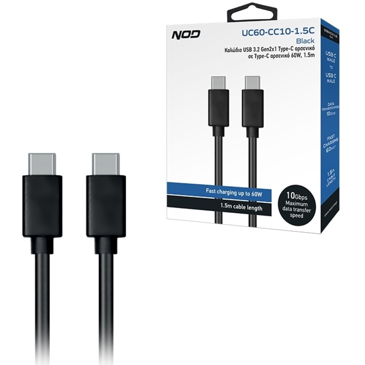 Cablu de date NOD USB 3.2 Gen2x1 Type-C 60W, 1.5m