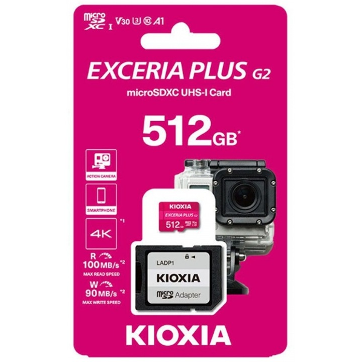 Card de memorie KIOXIA 4K MICRO SD GEN2 512GB UHS I U3 cu adaptor