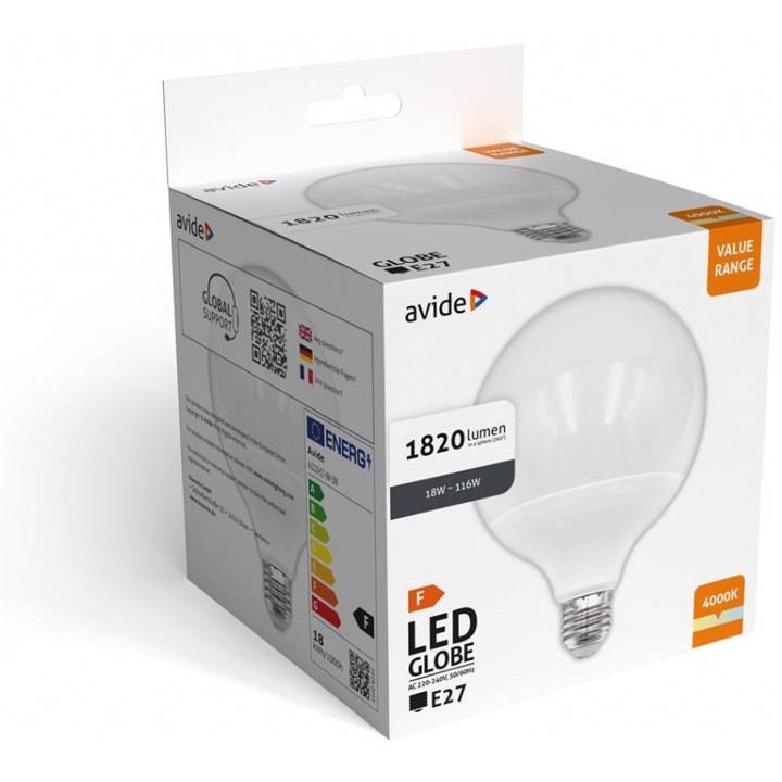 Bec LED G120 Avide 18W E27 4000K Opal