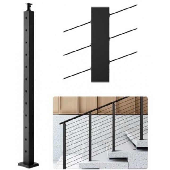 Stalp balustrada VEVOR 42x2x2 In, 106,7x5,1x5,1 cm, set