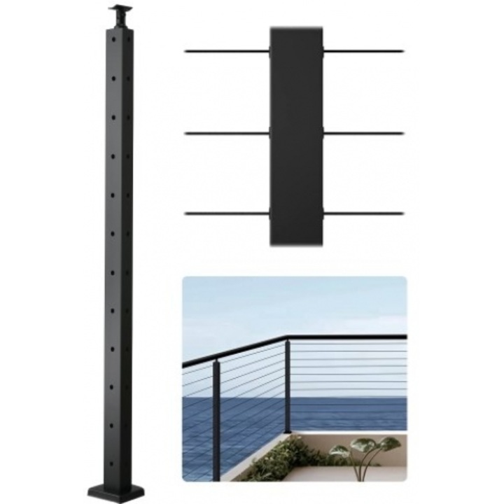 Stalp pentru balustrada VEVOR, 42x1x2 inch, 106,7x2,5x5,1 cm