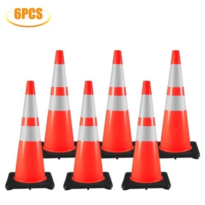 VEVOR 36" (91,4 cm) forgalmi kúp készlet, 6 darab, narancssárga, PVC