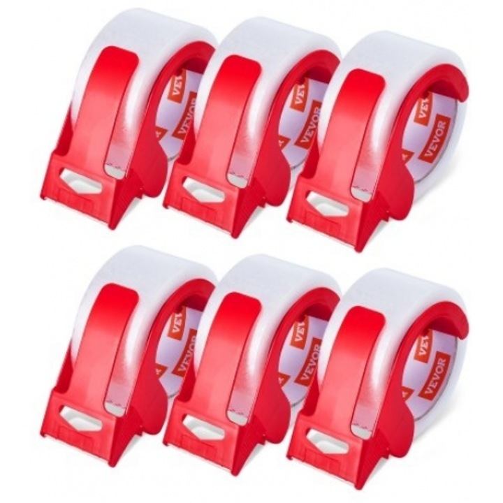 Banda adeziva VEVOR, set 6 role, 65 yards, transparent, 2.7 mil