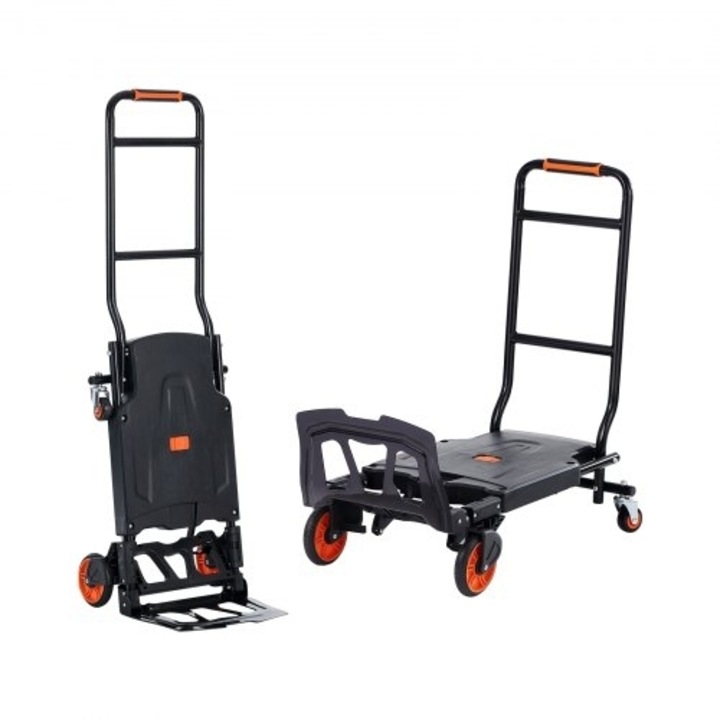 Carucior de transport VEVOR, 2 in 1, 300 lbs, aluminiu, pliabil, cu roti
