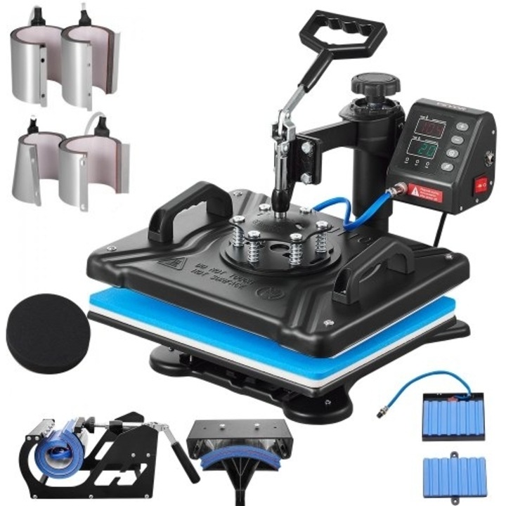 VEVOR 1000W 12x15 hüvelykes (30,5x38,1 cm) hőprés 360°-ban forgatható kefével