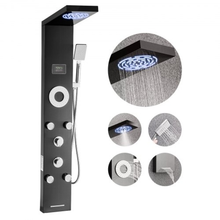 Coloana de dus VEVOR cu sistem de masaj si cap de dus, inoxidabil, set