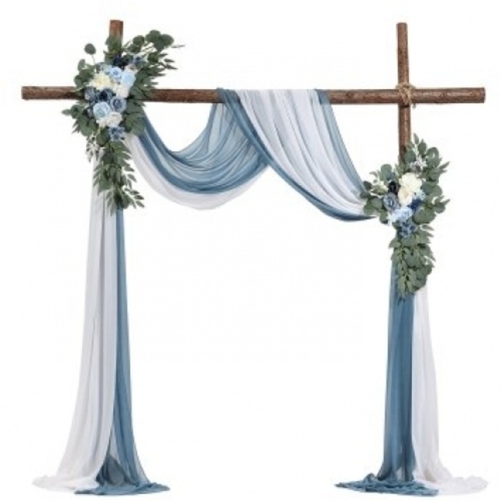 Set de flori artificiale pentru arcada de nunta VEVOR albastru cu 2 bucati de flori, 2 bucati de draperii