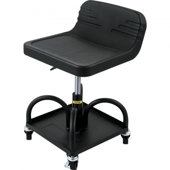 Scaun mecanic cu roti VEVOR, capacitate 136.08 kg, inaltime ajustabila 39.9-52.1 cm, negru