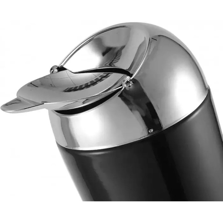 Scrumiera din Inox cu Picior si Capac Rabatabil, Detasabila, 69 cm, Argintiu, Dalimag