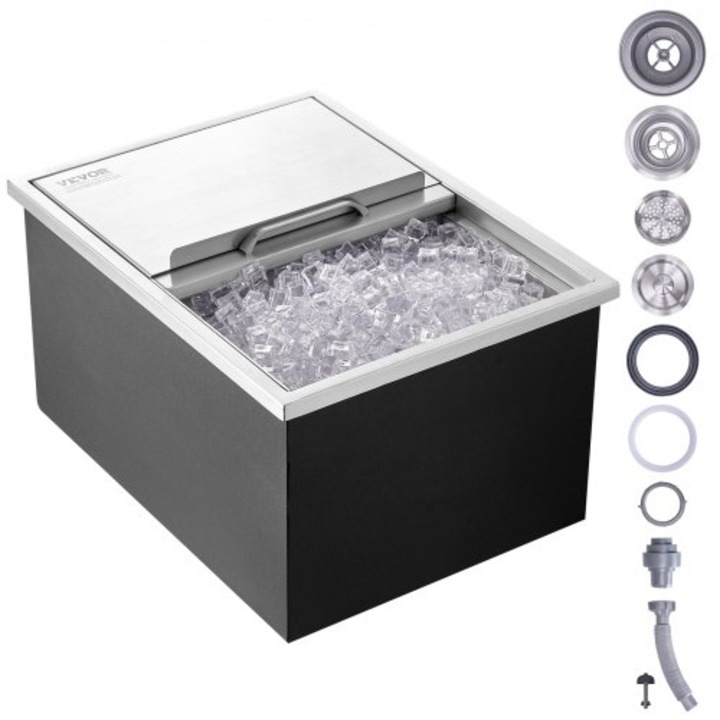 Охладител за напитки VEVOR, 24"L x 18"W x 13"H, инокс, 40.9 qt, за открито