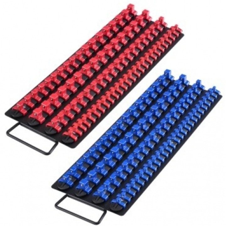 Set Organizator Portabil pentru Chei Tubulare 2 BUC 160 Cleme Tava din Otel Metric/SAE