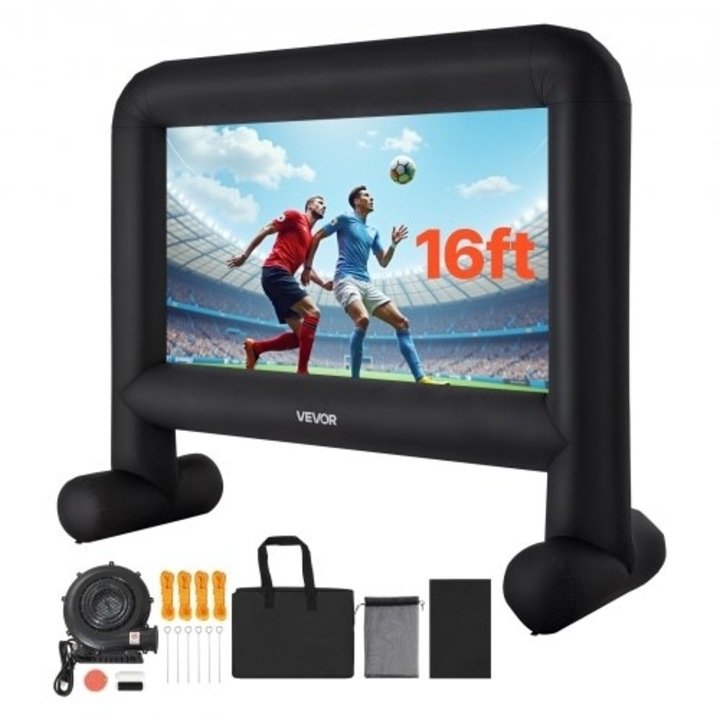 Ecran de proiectie VEVOR 16 ft (4,88 m) 16:9 600D cu husa