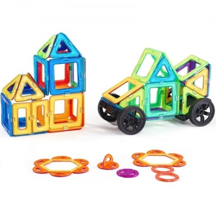 Set de constructie Magnetika Plakidia VEVOR 62 PCS, 3D, multicolor