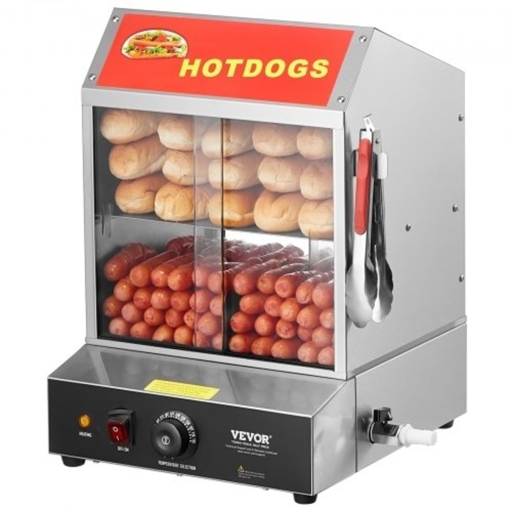 Aparat de gatit cu aburi VEVOR, model Hot Dog 2, 27L, 2 etaje, portabil