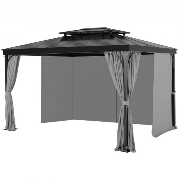 Perdele gazebo VEVOR, 10'x10'x6.9' (3,05x3,05x2,06m), set 4 piese, exterior, culoare neagra