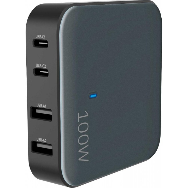 Incarcator telefon Yenkee YAC 4100, 4 porturi, 2xUSB-C, 2xUSB-A, 100W, color mauros