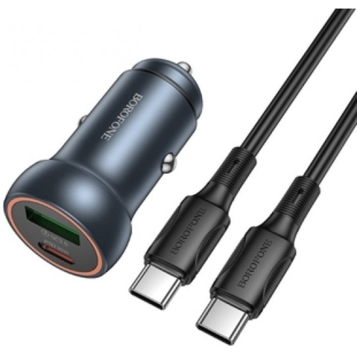 Incarcator auto Borofone 30W, USB si Type-C