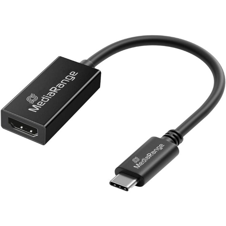 Converter audio si video USB-C la HDMI, MediaRange, 20cm, negru