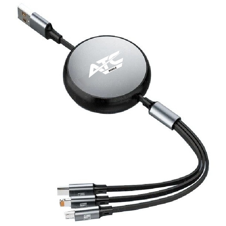 Cabluri de date telefoane Atc ATC-C3in1 Lightning Type-C Micro, 1m, multicolor