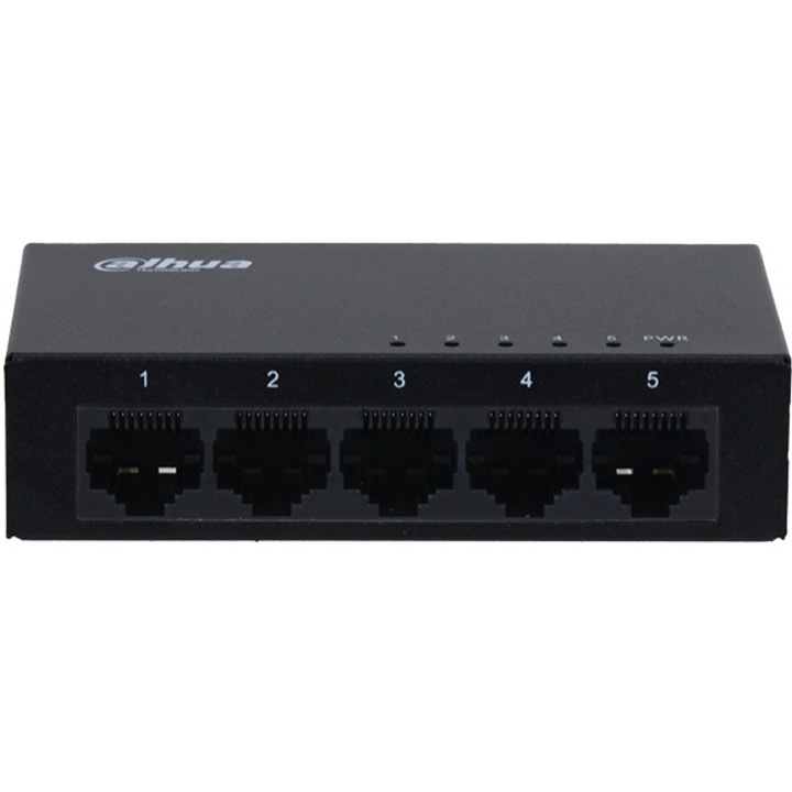 Switch fara management DAHUA DH-SG1005, 5 porturi, Gigabit, negru