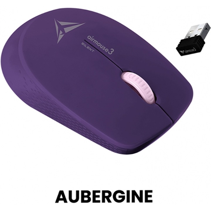 Mouse wireless ALCATROZ AIRMOUSE-3S-A, silent, culoare aubergine