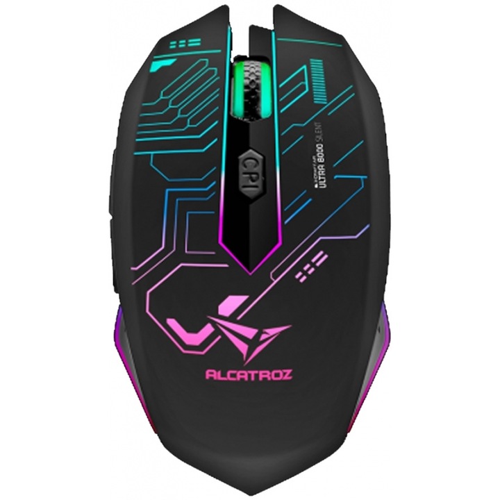 Mouse gaming wireless ALCATROZ SILENT RGB, 4800 CPI, 2.4G, model AIR8000U
